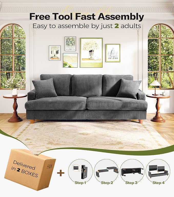 Kidirect 87in U Shaped Couch, Modular Sofa No Tool Assembly, Comfy Sectional - Image 9