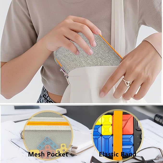 Case Compatible with Giiker Super Slide Brain Games, Protective Storage Bag Holder for Giiker Brain Teaser Puzzles Games Toys (Only Case) (Orange-Grey)