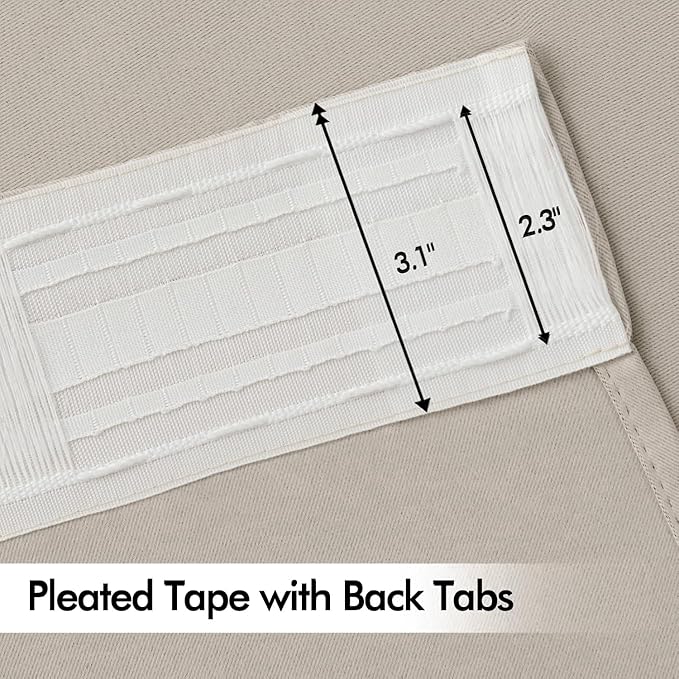 MIULEE Natural Back Tab Blackout Curtains 84 Inch Length 2 Panels Set for Living Room Bedroom Privacy, Rod Pocket/Pinch Pleat Thermal Insulated Room Darkening Pleated Light Blocking Drapes