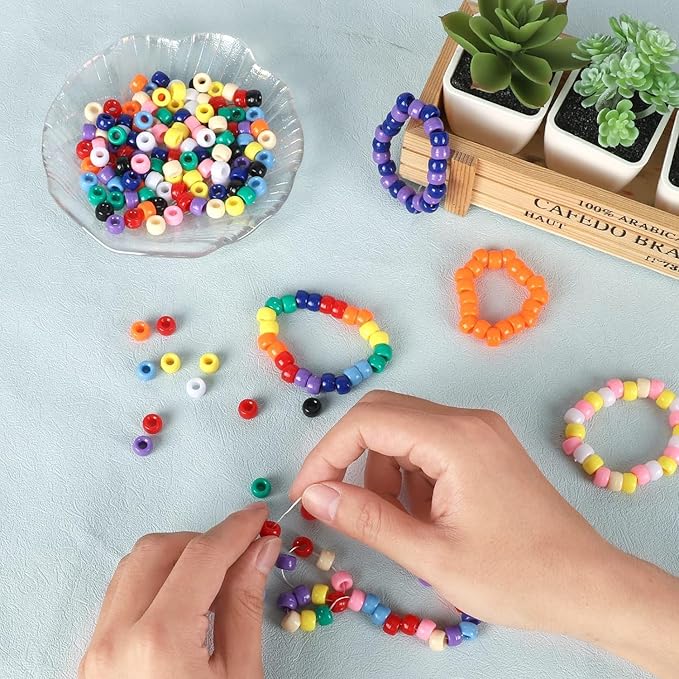 6500Pcs Pony Beads for Bracelets Making, Multi-Colored Rainbow Plastic Hair Large Beads for Hair Braids, 27 Colors Kandi Friendship Bracelet Bead Jewelry Making Kits for Craft