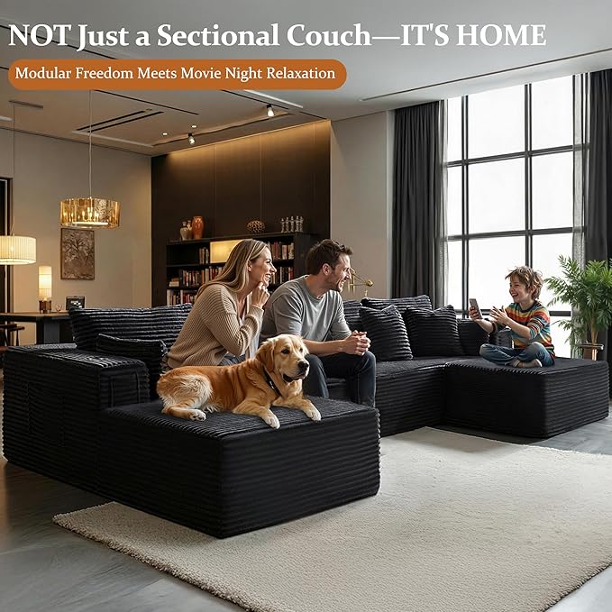 138" Cloud Sectional Couch, Comfort U Shaped Boneless Couch - Image 4