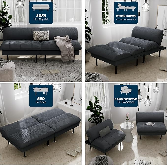 Ribilake 2 Sets 70" Futon Sofa Bed, 4 in 1 Multi-Function Couch Sleeper - Image 4