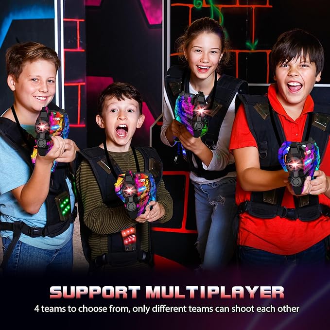 Laser Tag Guns Set of 4 Laser Tag Guns with Digital LED Score Display Vests,Gifts for Teens and Adults Boys & Girls,Adults and Family Fun,Gift for Kids Ages 8 9 10 11 12+Year Old Boy