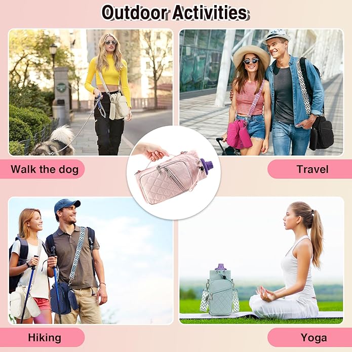 Water Bottle Carrier Bag with Strap, Water Bottle Holder Crossbody Bags for Women Men for Walking, Hiking,Cycling