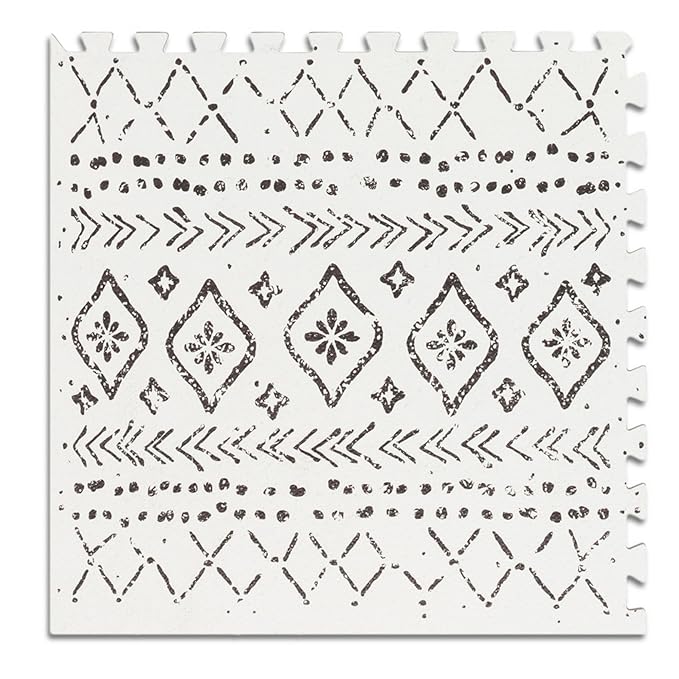 Baby Play Mat for Floor – 4x6ft Boho | Soft Non Toxic Premium EVA Foam Tiles for Tummy Time, Crawling & Playroom – Waterproof Interlocking Floor Mat for Babies & Toddlers by Lillefolk (6 Tiles)
