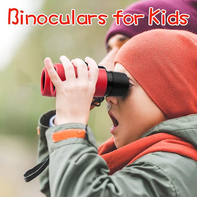 Scotamalone Kids Binoculars Shock Proof Toy Binoculars Set for Age 3-12 Years Old Boys Girls Bird Watching Educational Learning Hunting Hiking Birthday Presents