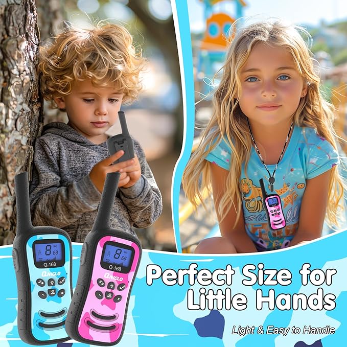 Qniglo Camo Walkie Talkies for Kids, Rechargeable Walkie Talkies with 22 FRS Channels, VOX 2 Way Radios with LED Flashlight for Outdoor Camping Games & Birthday Xmas Toys Gifts for Boys Girls Kids