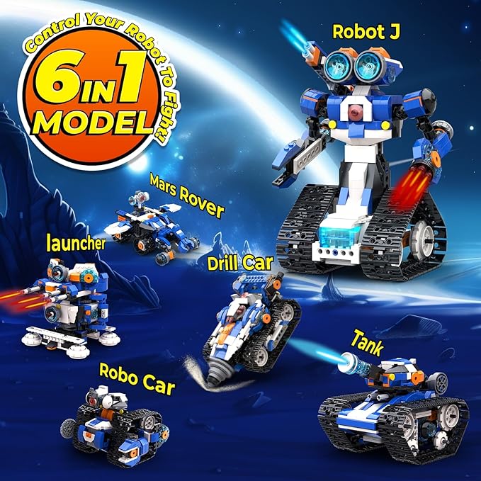 STEM Robot Toy 6-in-1 Robot Building Kit for Boys Age 8-12, APP Remote Control STEM Coding Toys, Educational Robotics Gifts for Boys Girls Kids Ages 7 8 9 10 11 12 (480 Pieces)