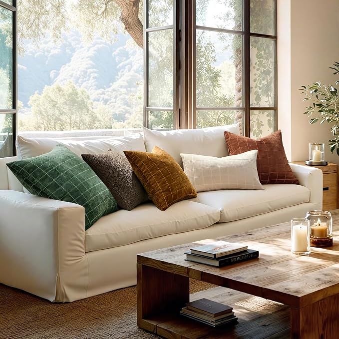 MIULEE Decorative Chenille Check Throw Pillow Covers Vintage Plaid Couch - Image 5