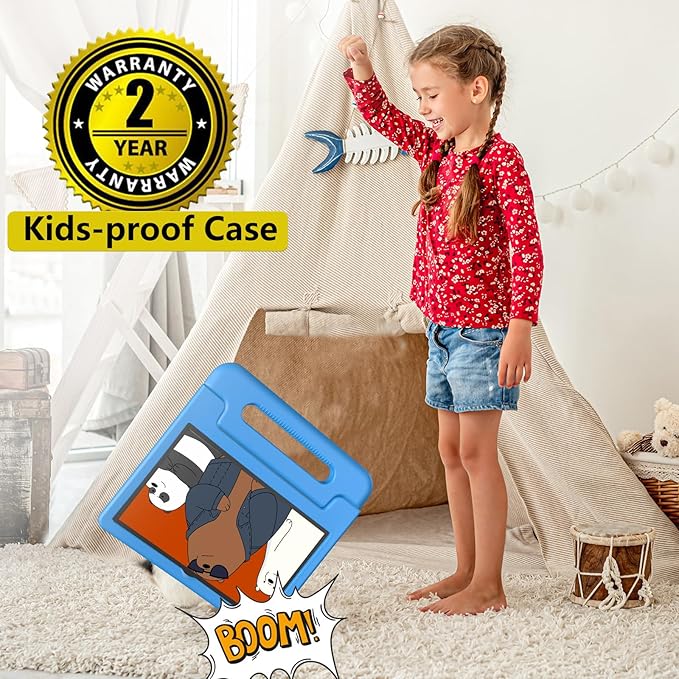 Kids Tablet, 10.1 Inch Tablet for Kids Android 14, 64GB Octa-Core, WiFi, Big Battery, Kids Space, Parental Control 1280 * 800 HD Display Children Tablets Blue