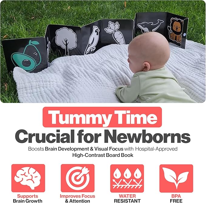 Happy Start Award-Winning High Contrast Board Book - Newborn Black & White Baby Cards, Easy to Clean, Hospital Approved, Stands on Its Own, Tummy Time Toy, Ages 0+ (Portuguese)