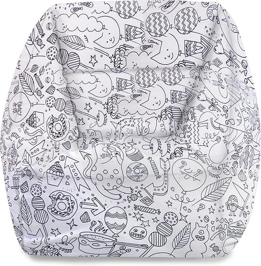 Posh Creations Structured Comfy Bean Bag Chair for Gaming, Reading, and Watching TV, Coronado Chair, Canvas Coloring Fabric - Creatures