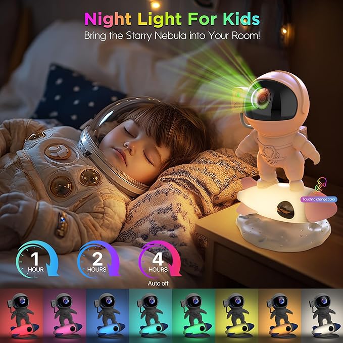 Astronaut Galaxy Projector for Bedroom, Star Projector Galaxy Light with App & Remote Control, White Noises, Bluetooth Speaker, Rocket Night Light for Kids, Ceiling, Gifts, Room Decor