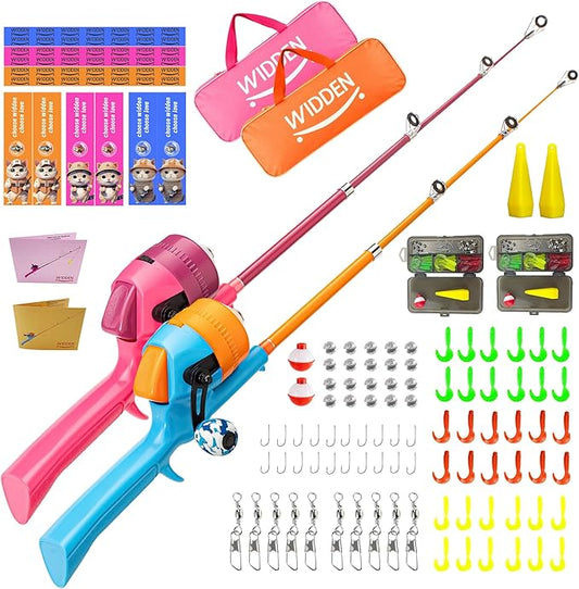 Kids Fishing Pole, Telescopic Fishing Rod, Toddler Collapsible Fishing Rod and Reel Combo with Tackle Box, Fishing Line, Bobber, and Soft Lures for Boy, Girl, Youth, Beginner, Over 4 Years Old