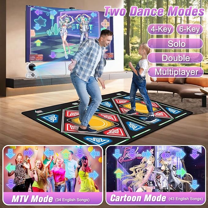 Dance Mat, Electronic Dance Mat for TV with HD Camera, Wireless Double User Dance Mat with Game Controller, Non-Slip Dance Pad for Kids Adults, Christmas Birthday Gifts for Girls Boys