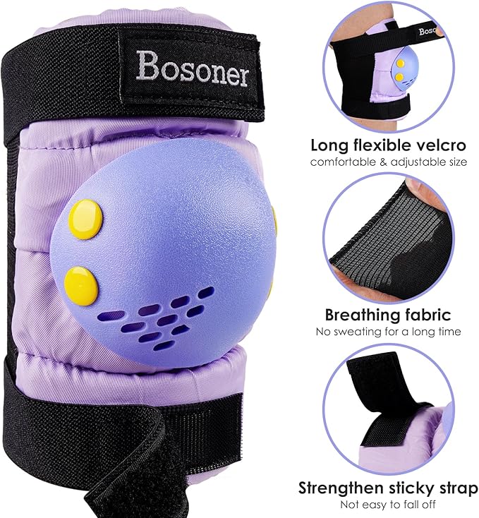 BOSONER Kids/Youth Knee Pad Elbow Pads for Roller Skates Cycling BMX Bike Skateboard Inline Rollerblading, Skating Skatings Scooter Riding Sports
