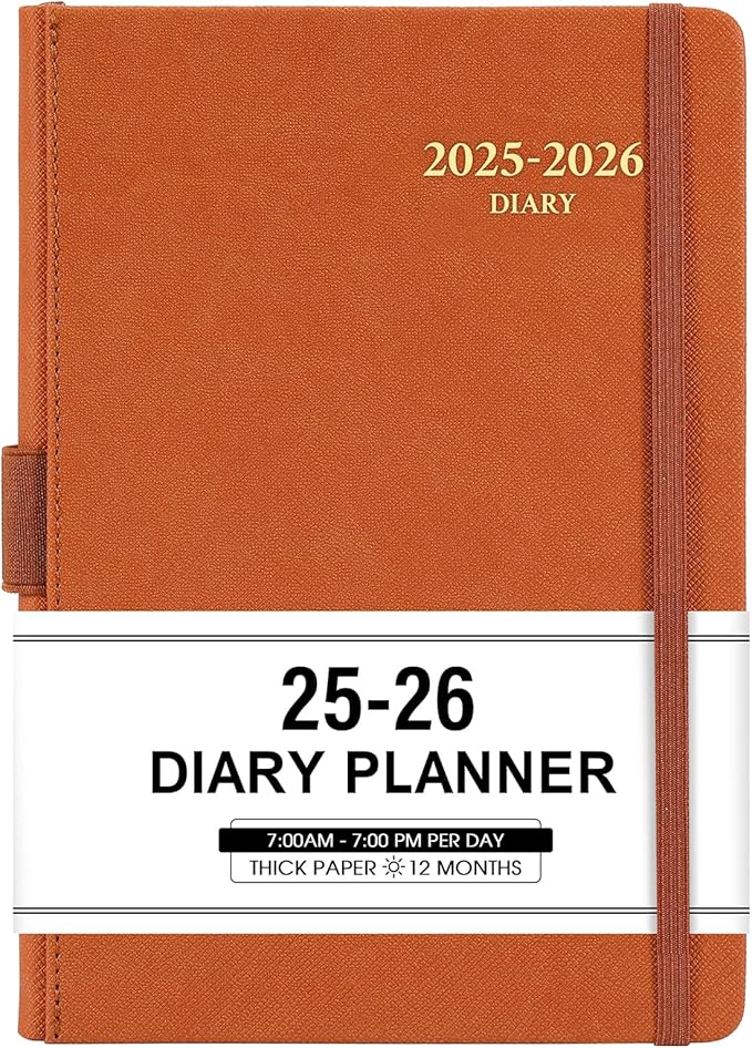 2025-2026 Appointment Book & Planner - Jul 2025 - Jun 2026, Daily Hourly Planner, 5.75" X 8.25", 60-Minute Interval, Faux Soft Leather Cover, Premium Paper, Academic Calendar with Pen Loop, Inner Pocket