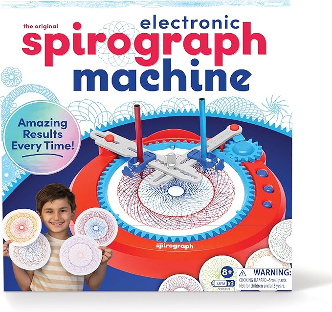 Spirograph Electric Machine - Arts and Crafts, Kids Toys, Art Supplies, Craft Supplies, Drawing Kit, Spiral Art, Classic Gear Design Kit, Case, Pens, Design Sheet Included, Ages 8+