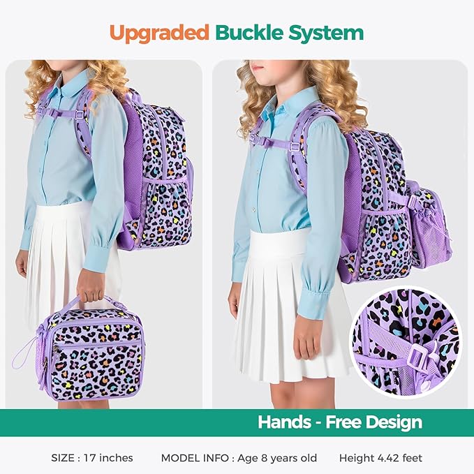 Choco Mocha Galaxy Backpack for Girls, Elementary School Backpack for Girls Ages 6-8 Kids Kindergarten Backpack Bookbag 17 Inch with Chest Strap, Purple