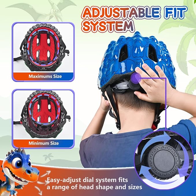 Toddler/Kids Bike Helmet Set for Boys Girls 3D Adjustable Kids Helmet Protective Gear Set Knee Elbow Wrist Pads and Multi-Sports Skateboard Scooter Cycling Roller Balance Bike