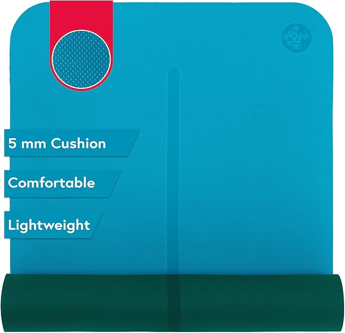 Manduka Begin Yoga Mat 68" - 5mm Cushioning | Comfortable, Lightweight & Reversible with Alignment Stripe | Budget-Friendly | 68 x 24 inches