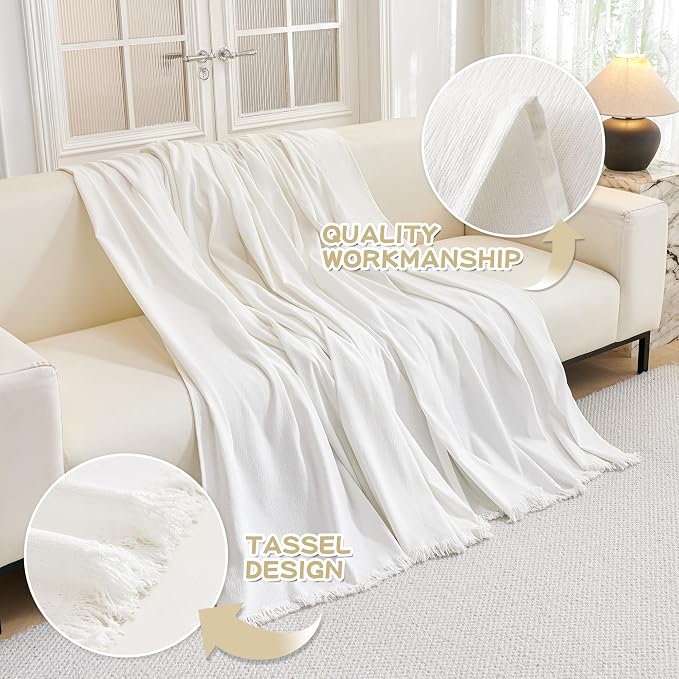 MYSKY HOME Couch Covers for Pets Thick Chenille White Cream Sofa Slipcover - Image 3