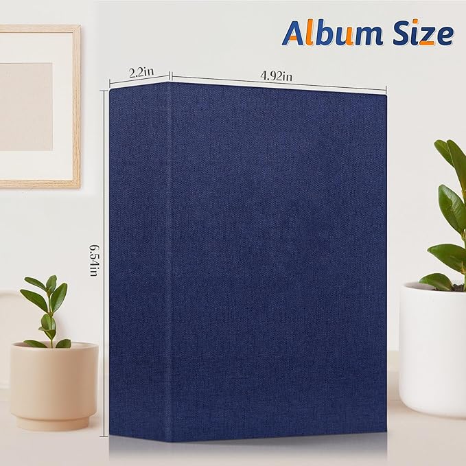 Popotop Photo Album 4x6 100 Pockets for Wedding Gifts,Linen Hardcover Picture Albums for Family Anniversary Baby Vacation Pictures