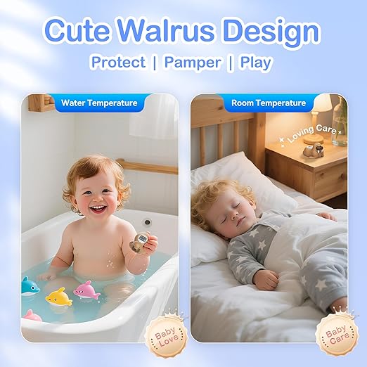 Baby Bath Thermometer for Bathtub, Room|Water Temperature, Baby Bath Floating Toy|Kids Bathroom Safety, Digital LCD with Timer