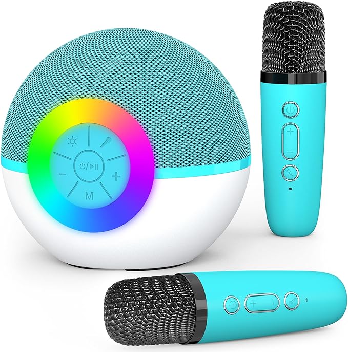 Mgaolo Mini Karaoke Machine for Kids Adults,Portable Bluetooth Speaker with 2 Wireless Microphones,Gift Toys with MP3 Player for Boys Girls 3-12 Year Old Birthday Family Home Party Present (Green)