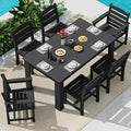 SERWALL HDPE Dining Set for 6: 1 Umbrella Hole Table, 4 Armless + 2 Armchairs. by SERWALL