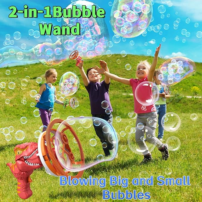 Dino Bubble Gun Bubble Machine for Dinosaur Bubble Blower Toy for Kids and Toddlers Bubble in Bubble Gun Party Favors Birthday for 3 4 5 6 7 8 9 10+Years Old Boys and Girls (Green)