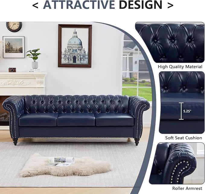 QHITTY 3 Piece Living Room Set, Sectional Chesterfield Sofa Chair Contemporary - Image 5