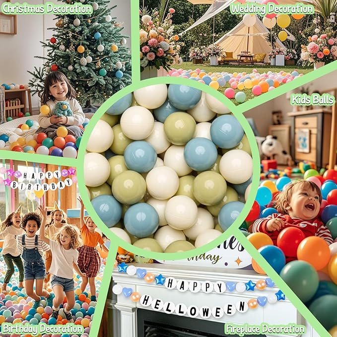 GOGOSO Balls for Ball Pit - Plastic Ball for Toddlers 1-3, Baby Kids Ball Pool Decoration,Creamy Green+Creamy Blue+ Soft White,1000pcs
