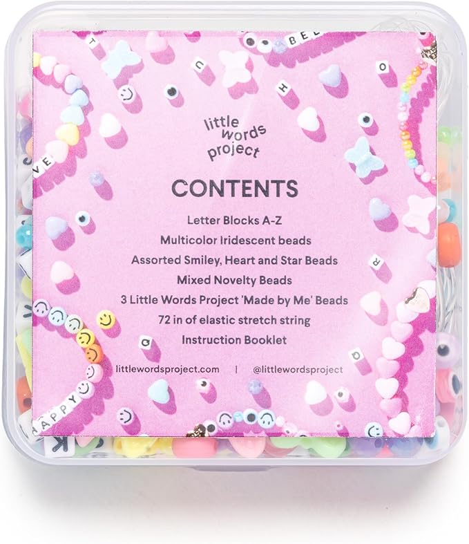Little Words Project Bead Kit, DIY Bracelet Making Kit, Includes Colorful and Novelty Beads, Letter Blocks, String, Instruction Booklet & More, Fun & Creative Gift for All Ages Create Custom Bracelets