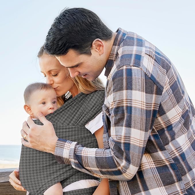 Moby Baby Wrap Carrier Classic by Petunia Pickle Bottom for Newborns to Toddlers (8-33lbs), Infant Sling Carrier, Lightweight & Hands Free Design, Adjustable for All Body Types (Houndstooth)