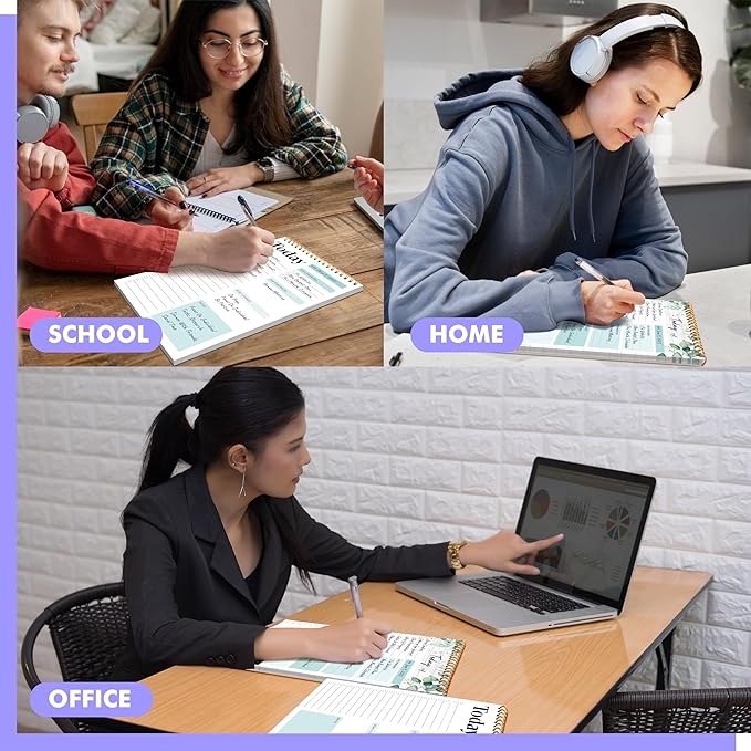 2 To Do List Notepads, Daily Planner Notebook with Tear-off Design, Undated Writing Organizer for Daily Tasks and Goal, Coiled Task Track Checklist Productivity Pad for Office, Classroom, Home, School