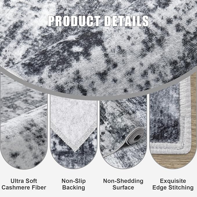 Washable Area Rug 3x5 Entryway Rug: Washable Modern Abstract Soft Thin Rug - Image 6
