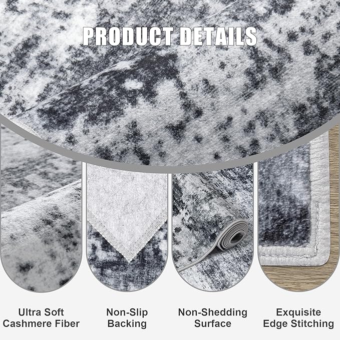 Washable Area Rug 3x10 Entryway Rug: Washable Modern Abstract Soft Thin Rug - Image 6