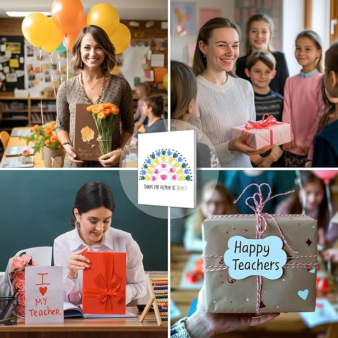 SHLINCO Teachers' Day Thank You Set, Suitable for Kindergarten, Primary and Middle School Classroom Souvenirs, Fingerprint Art Canvas DIY, Year-End Gifts for Class Teachers