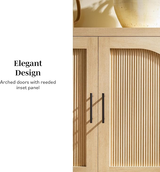 Walker Edison Sasha 4-Door Reeded Sideboard Buffet - Image 4