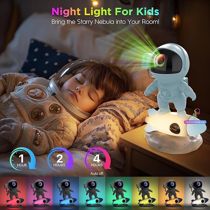 Astronaut Galaxy Projector for Bedroom, Star Projector Galaxy Light with App & Remote Control, White Noises, Bluetooth Speaker, Rocket Night Light for Kids, Ceiling, Gifts, Room Decor