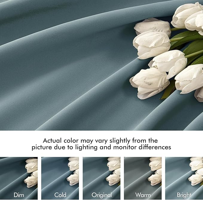 MIULEE Greyish Blue Back Tab Blackout Curtains 72 Inches Long 2 Panels Set for Living Room Bedroom Privacy, Rod Pocket/Pinch Pleat Thermal Insulated Room Darkening Pleated Light Blocking Drapes