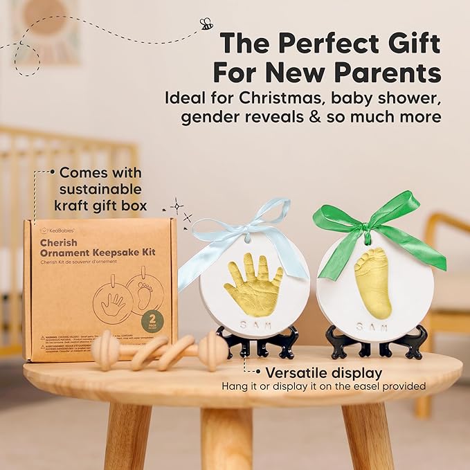 Baby Hand and Footprint Kit Girls, Boys - Personalized Baby Footprint Ornament Kit, Newborn Keepsake Gifts for New Mom, Easy to Use Handprint Makers,Cute Shower Gifts(Multi-Colored)