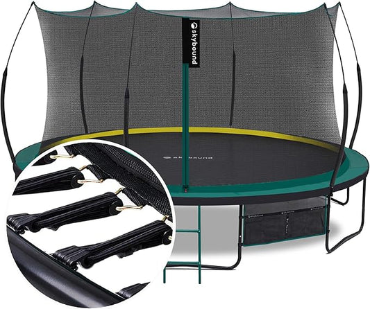 SkyBound 14 FT 12 FT 10FT 8FT 6FT Springless Trampoline for Kids and Adults - Recreational Trampolines with AntiRust Coating - Bungee Cords Outdoor Trampoline for Kids - No-Gap Design Zipper System