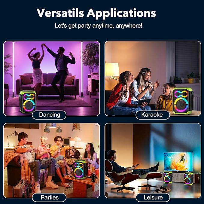 Portable Bluetooth Speakers 80W Big Powerful Wireless Outdoor Loud Stereo Deep Bass Sound Boombox TWS Home Party Speaker with Subwoofer LED Lights