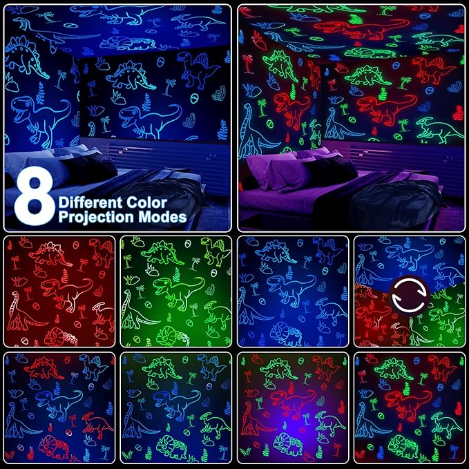 YACHANCE Dinosaur Night Light Projector for Kids with Timer&Remote.Dinosaur Gifts for 1-12 Year Boy.Dinosaur Toys for Kids 5-7 Year Old.Dinosaur Decor for Boys Room.Baby Night Light with 29 Sounds