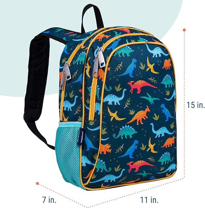 Wildkin 15-inch Kids Backpack – Durable, Padded, Adjustable for School & Travel - Jurassic Dinosaurs