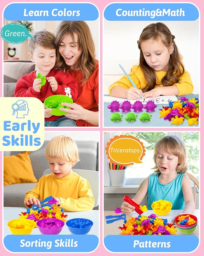Counting Dinosaurs Montessori Toys for 3 4 5 Years Old Boys Girls, Preschool Learning Activities Kindergarten Educational Sensory Toys Gifts for Kids Toddlers Ages 3-5, 4-8