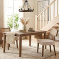 HNY Mid Century Modern Rattan Dining Chairs Set of 2, Farmhouse Linen by HNY