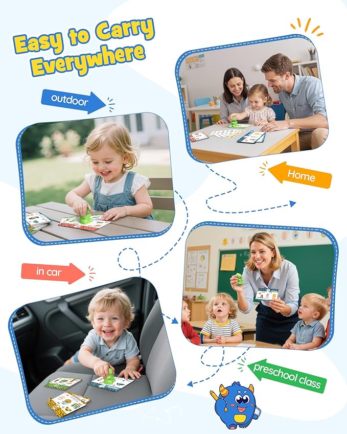 Sensory Dinosaur Pen Reading Toy Set, 73PCS Talking Flash Cards&6 Stickers, Interactive Educational Gifts for Autistic Toddlers, Montessori Language Learning, Speech Therapy Toddler Toys for Birthday